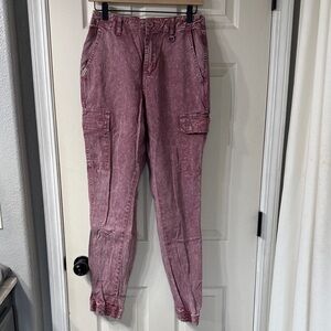 Five Star General Washed Rose Cargo Jogger Pants Size Medium